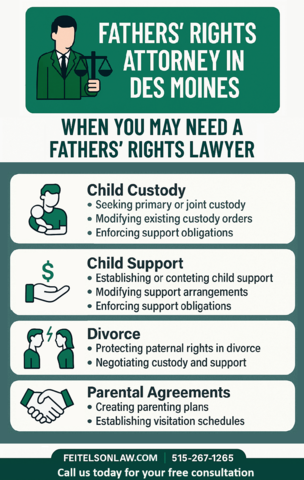This infographic shows that Father's Rights Attorney in Des Moines