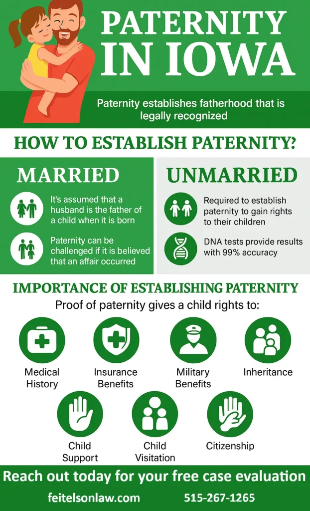This infographic shows that Paternity in Iowa