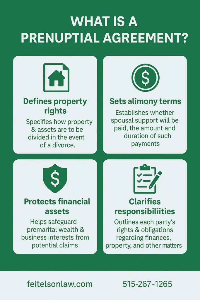 This infographic shows that What is a Prenuptial Agreement?